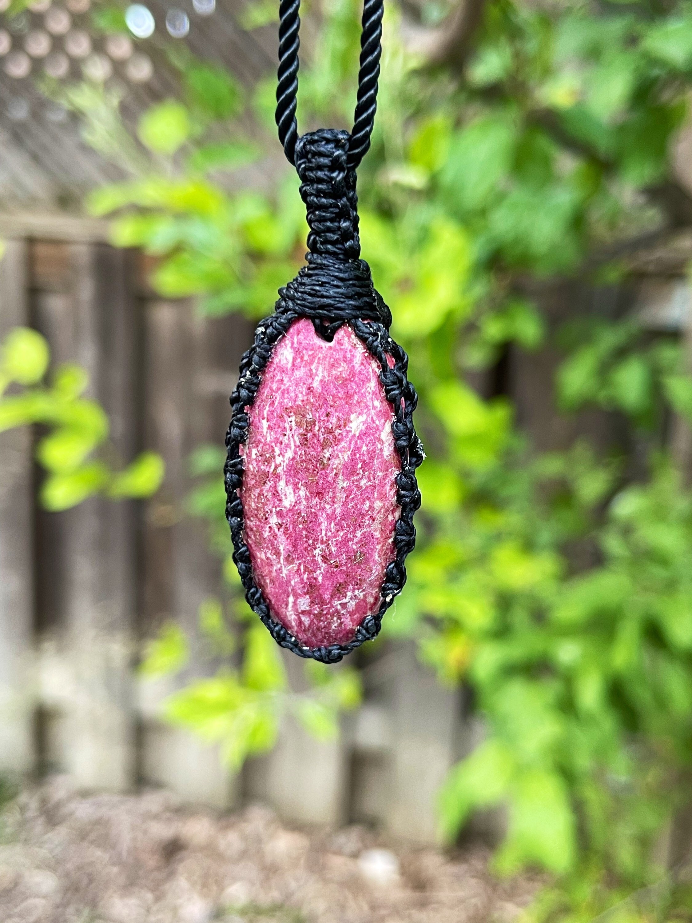 Thulite Necklace For Women, Thulite Jewelry, Macrame Necklace For Men, Macrame Gemstone Pendant, Healing Crystal Necklace Men, Pink Zoisite Thulite Necklace For Women, Thulite Jewelry, Macrame Necklace For Men, Macrame Gemstone Pendant, Healing Crystal Necklace Men, Pink Zoisite