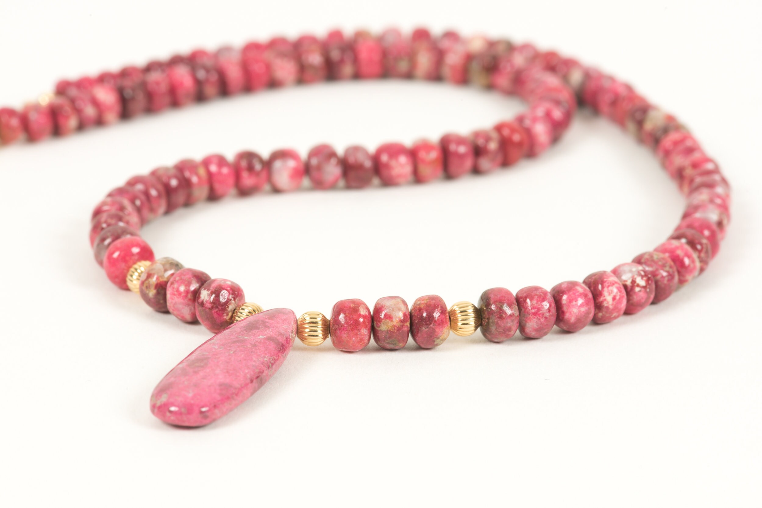 Thulite Necklace, High Quality Natural Thulite Pendant, Handmade Gemstone Jewelry