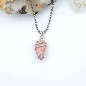 Thulite Necklace In Silver | Pink Zoisite Pendant | Crystal For Love, Joy & Vitality | Gift For Heart Healing