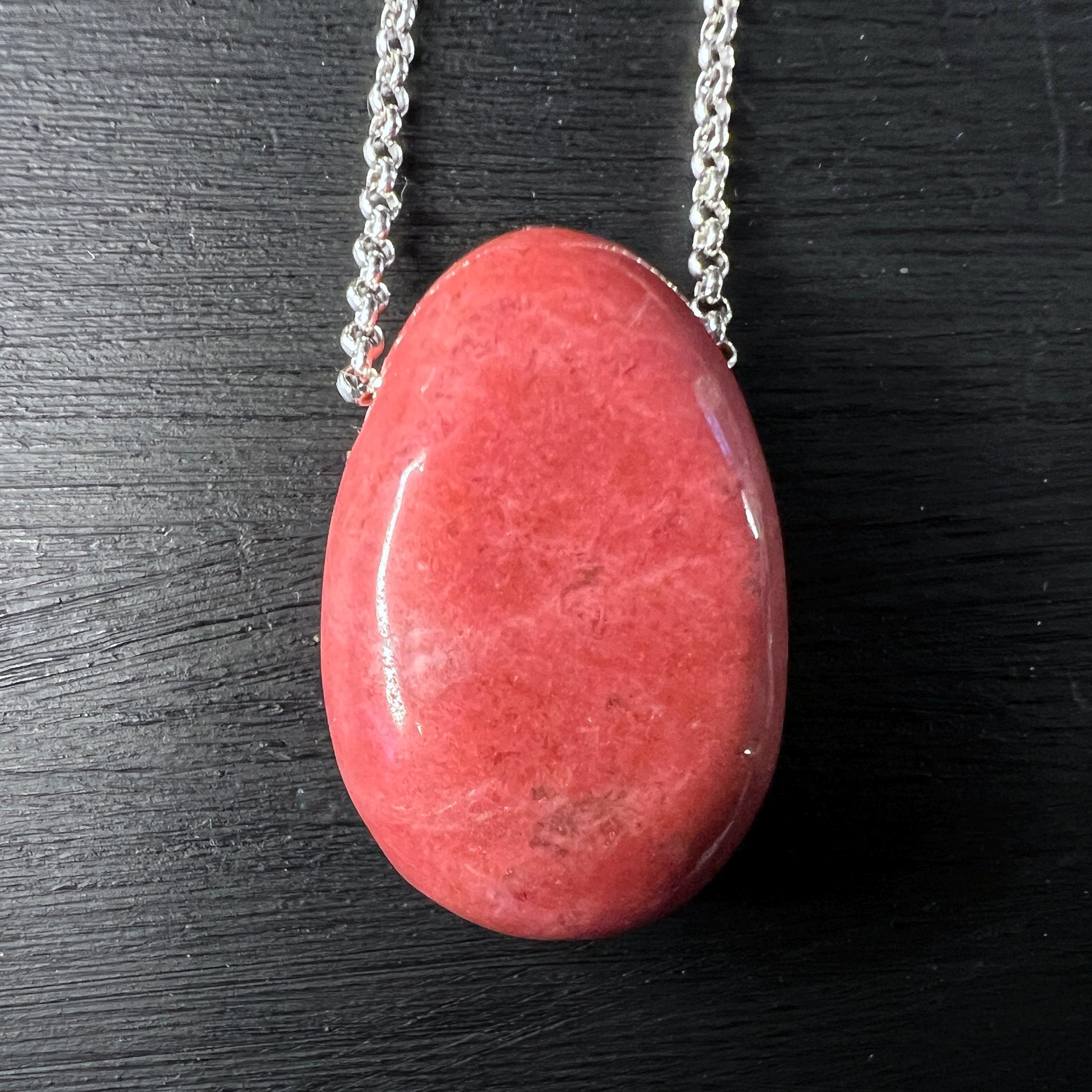 Thulite Pendant Necklace | Pink Stone Of Love & Passion | Adjustable Or Silver Chain Thulite Pendant Necklace | Pink Stone Of Love & Passion | Adjustable Or Silver Chain
