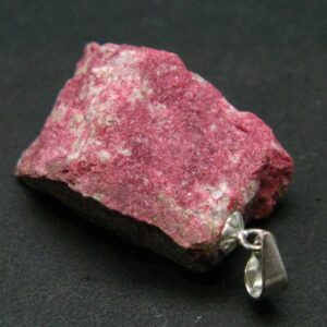 Rare Raw Deep Pink Thulite Silver Pendant From Norway - 1.3" - 6.91 Grams Rare Raw Deep Pink Thulite Silver Pendant From Norway - 1.3" - 6.91 Grams