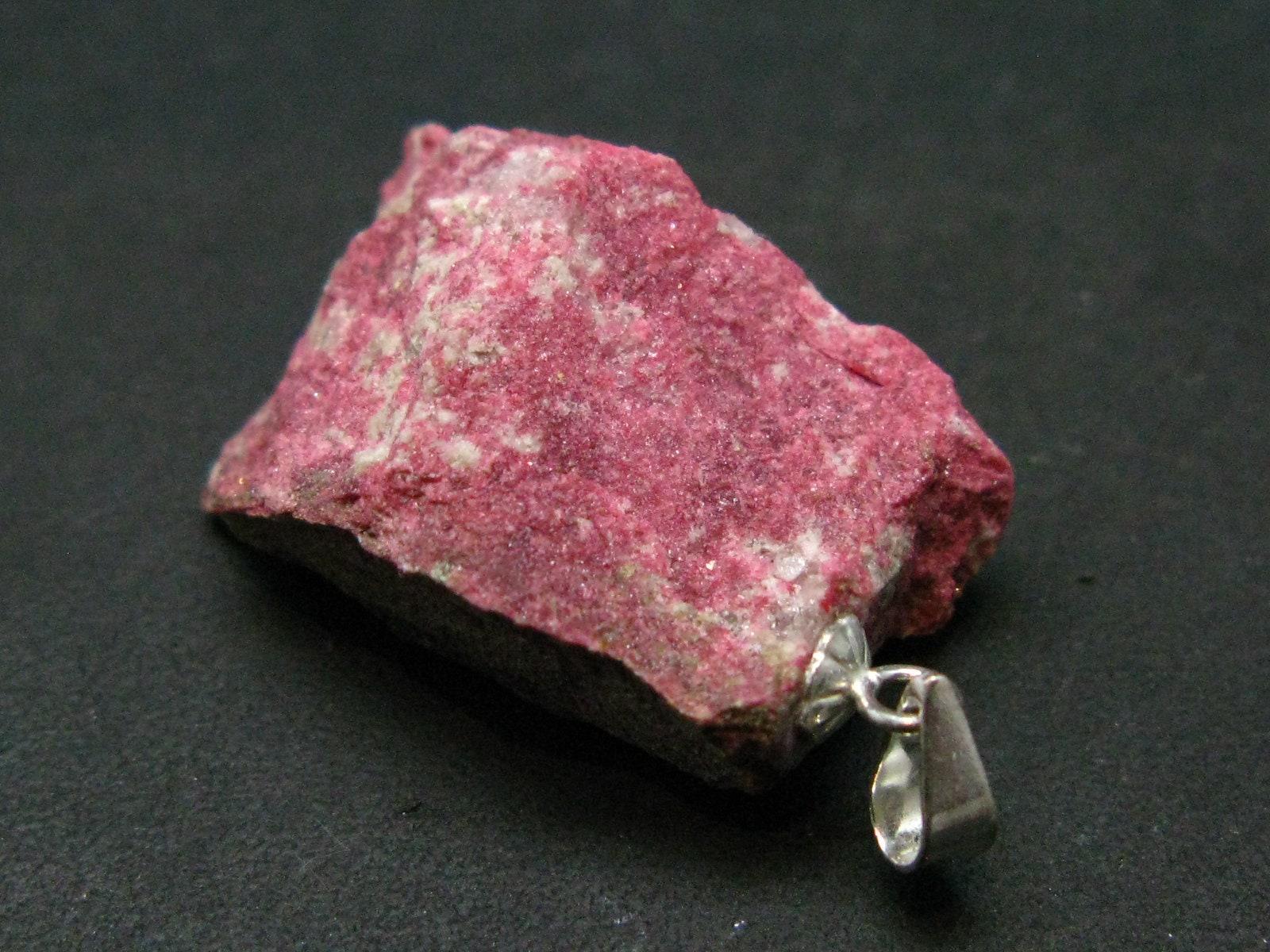 Rare Raw Deep Pink Thulite Silver Pendant From Norway - 1.3" - 6.91 Grams Rare Raw Deep Pink Thulite Silver Pendant From Norway - 1.3" - 6.91 Grams