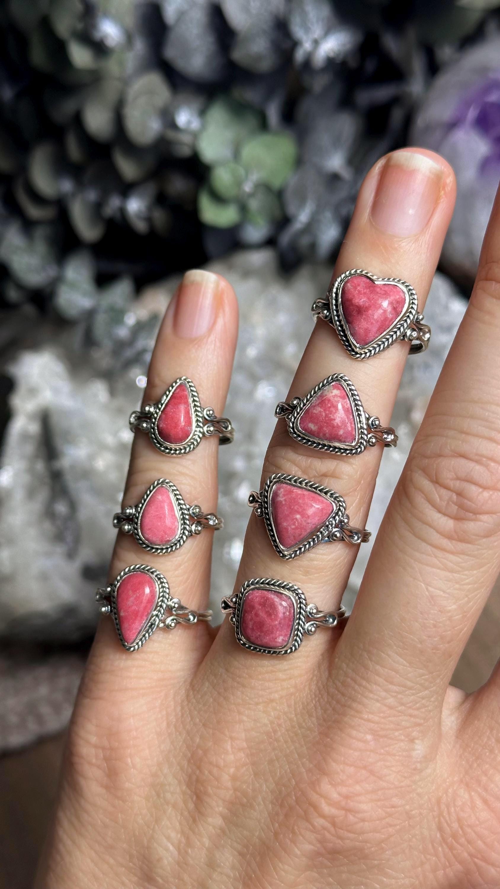 Thulite Ring, .925 Sterling Silver, Minimalist, Statement, Fitted
