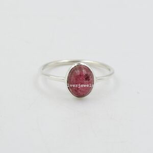 Handmade Pink Thulite Ring: Oval Gemstone, 925 Sterling Silver