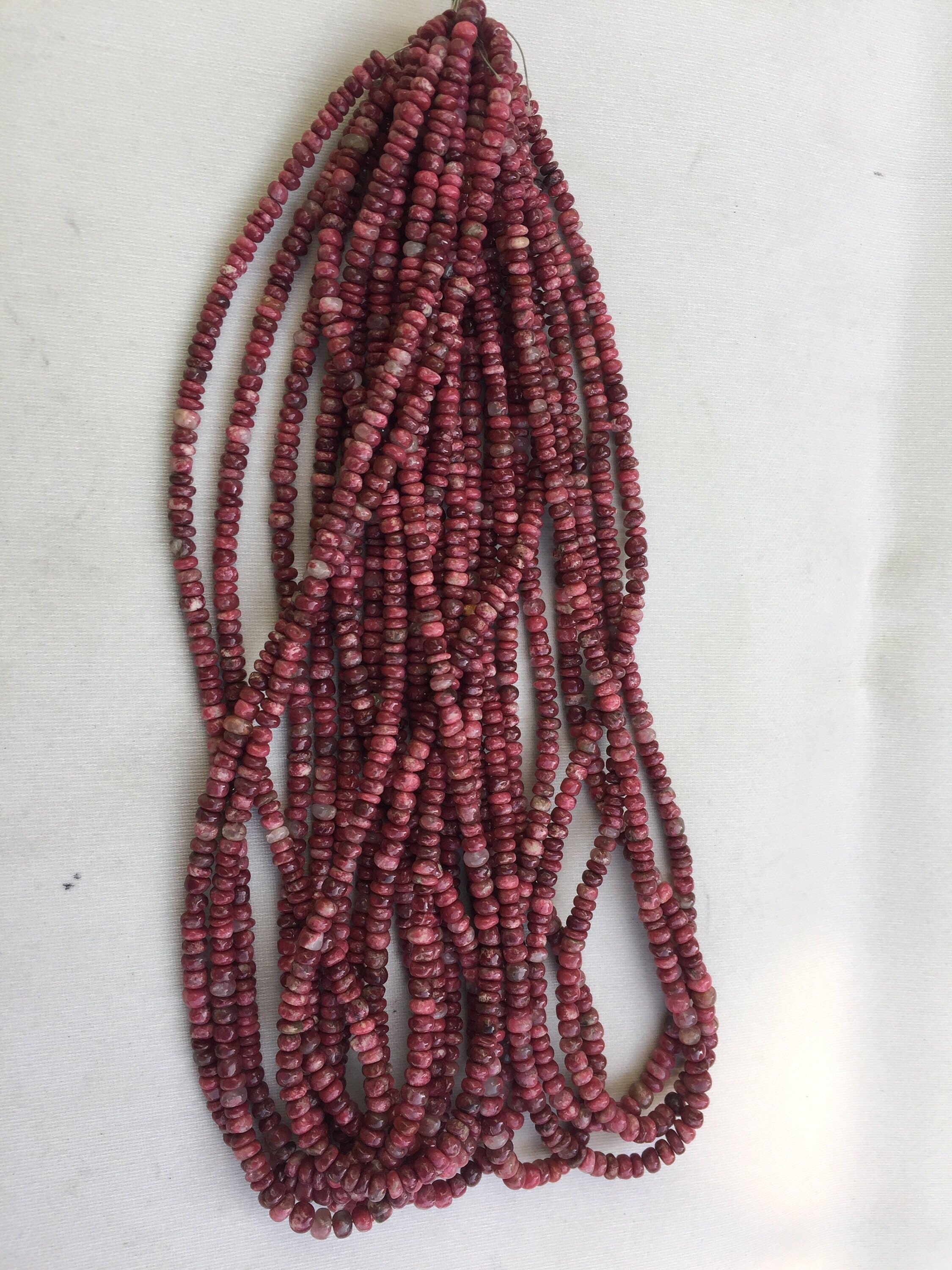 Bead Thulite Plain Rondelle 16" Length 4-5mm Each