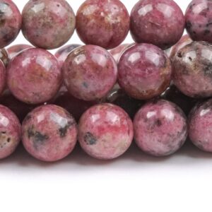 Genuine Natural Thulite Gemstone Beads 8-9MM Gray Pink Round AA Quality Loose Beads (124552) Genuine Natural Thulite Gemstone Beads 8-9MM Gray Pink Round AA Quality Loose Beads (124552)