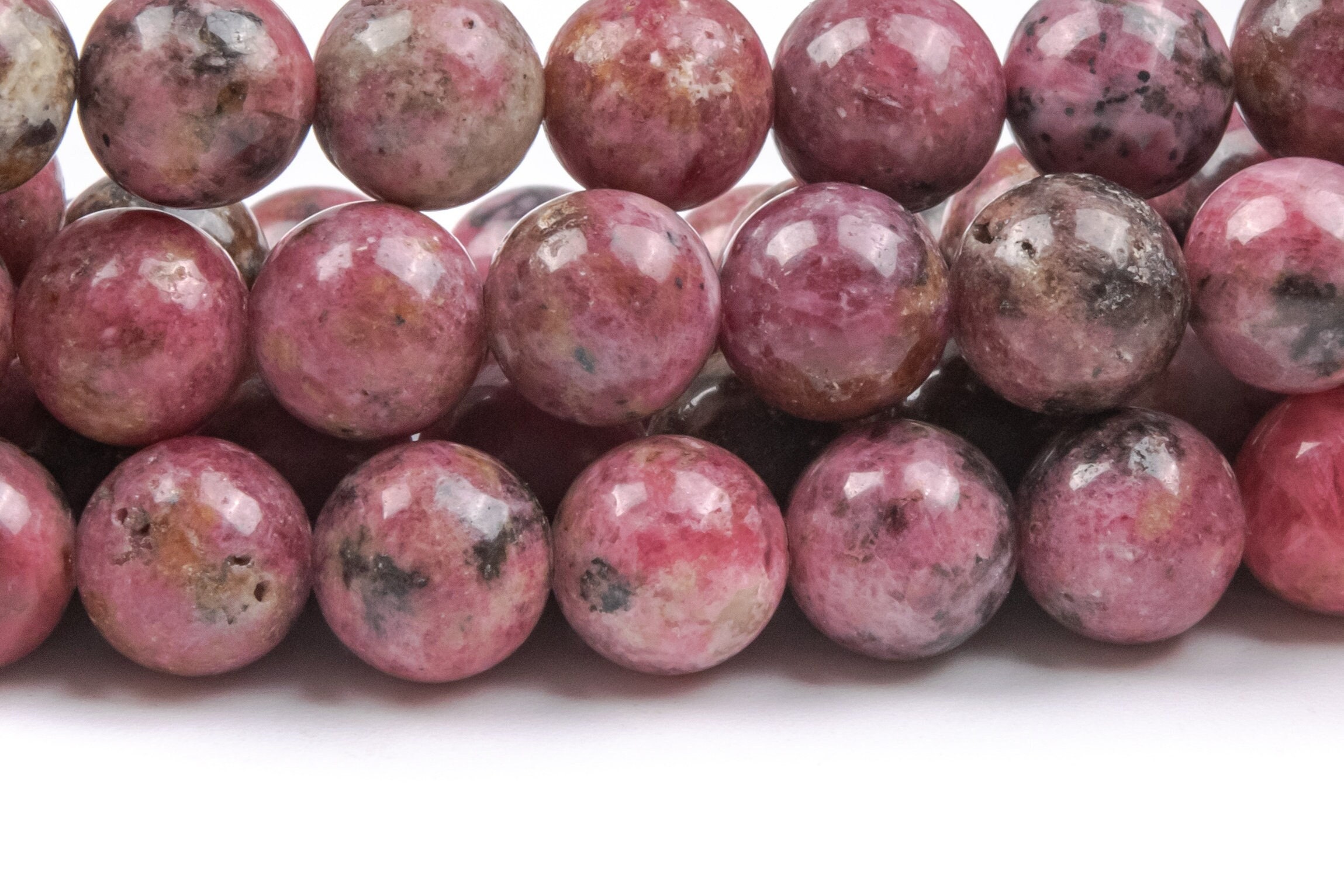 Genuine Natural Thulite Gemstone Beads 8-9mm Gray Pink Round Aa Quality Loose Beads (124552)