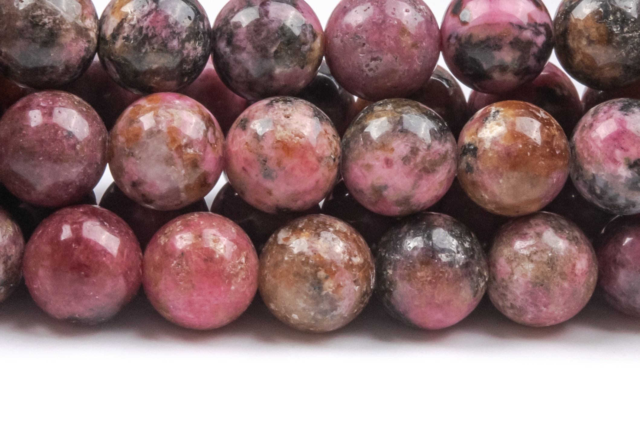 Genuine Natural Thulite Gemstone Beads 9mm Gray Pink Round Aa Quality Loose Beads (124553)