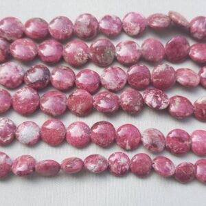 Bead Thulite plain smooth coin 9 to 12mm 10" length each AAAgrade