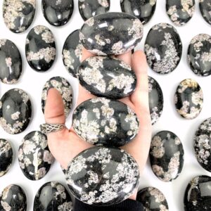 Black Jade with Pink Thulite Palm Stones - By Weight Crystals and Minerals