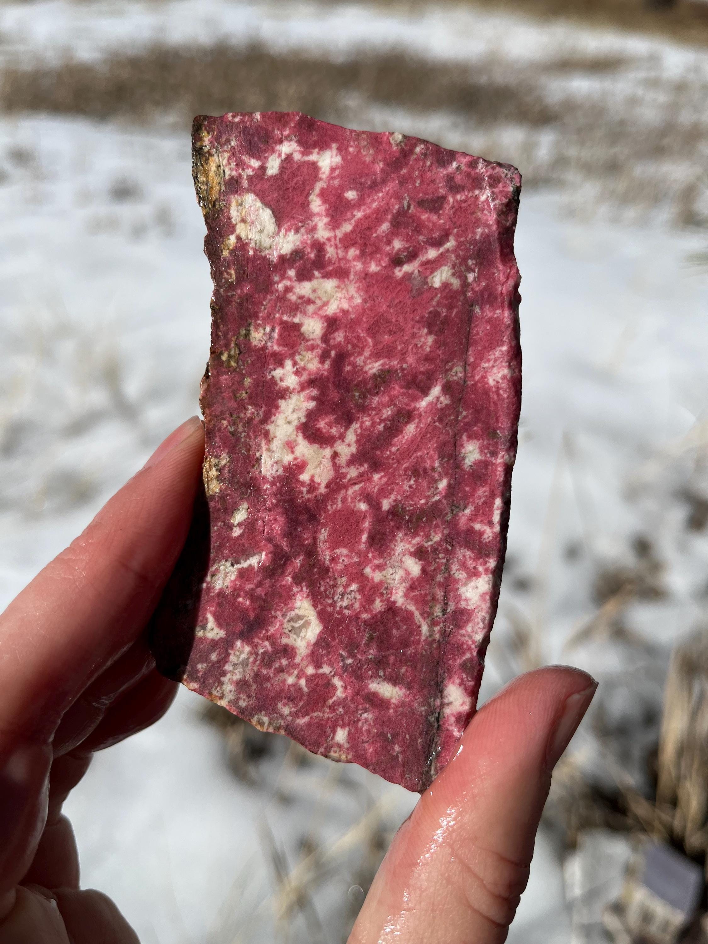 Thulite Lapidary Slab Natural Stone Not Polished For Cabbing