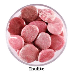 Thulite Palm Stone, Thulite Smooth Stone, Passion And Self-expression Crystal, Trauma Healing And Heart Chakra Stone, Life Force Energy