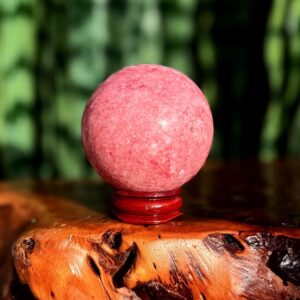 Pink Zoisite sphere w/ stand - aka Thulite crystal - rare crystal