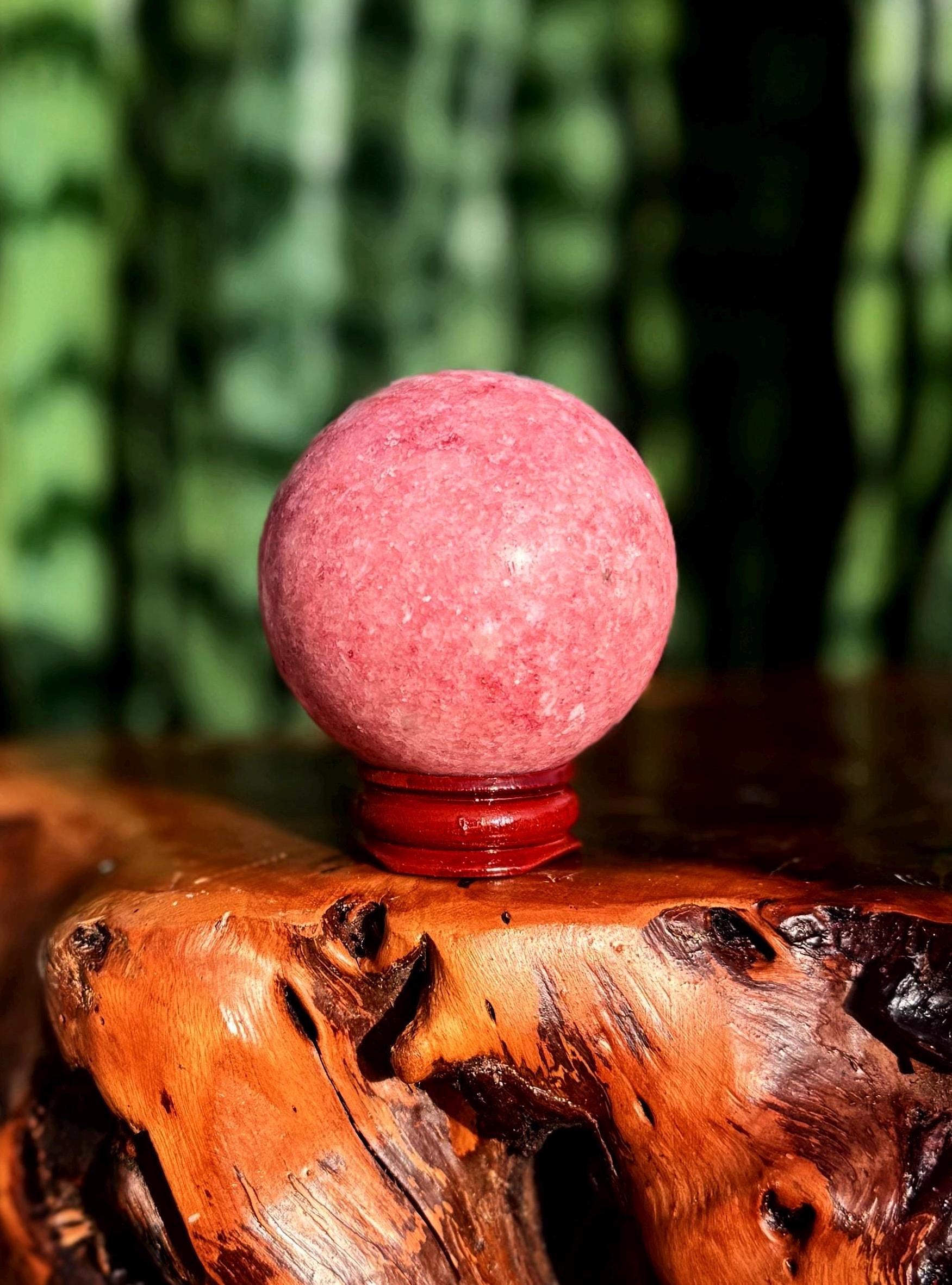 Pink Zoisite Sphere W/ Stand - Aka Thulite Crystal - Rare Crystal Pink Zoisite Sphere W/ Stand - Aka Thulite Crystal - Rare Crystal