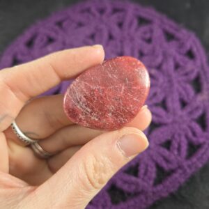 Thulite Pocket Crystal Stone Rare Pink Polished Small Palmstone Norway
