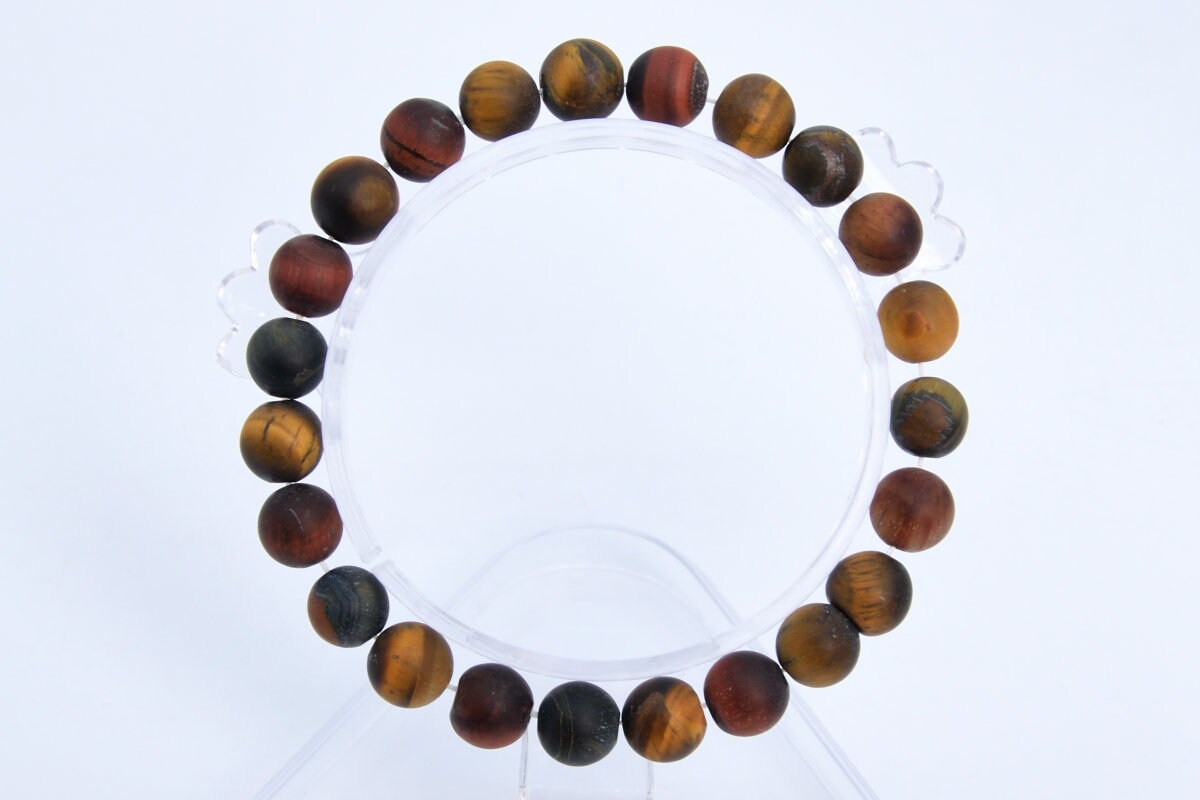8mm Matte Yellow Red Blue Tiger Eye Beads Bracelet Grade A Genuine Natural Round Gemstone 7" Bulk Lot 1,3,5,10 And 50 (106769h-074)