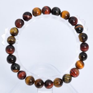 8mm Yellow Red Blue Tiger Eye Beads Bracelet Grade A Genuine Natural Round Gemstone 7" Bulk Lot 1,3,5,10 And 50 (106603h-2014)