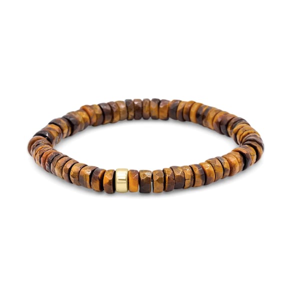 Aaaa+ Tiger's Eye Bracelet - Gold Faceted Tigers Eye, [ebtm1581] Tigers Eye Bracelet, Aaaa Tigers Eye, 6mm Orange Tigers Eye *g