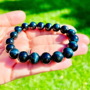Blue Tiger's Eye Crystal Bracelet: Round Bead Gemstone