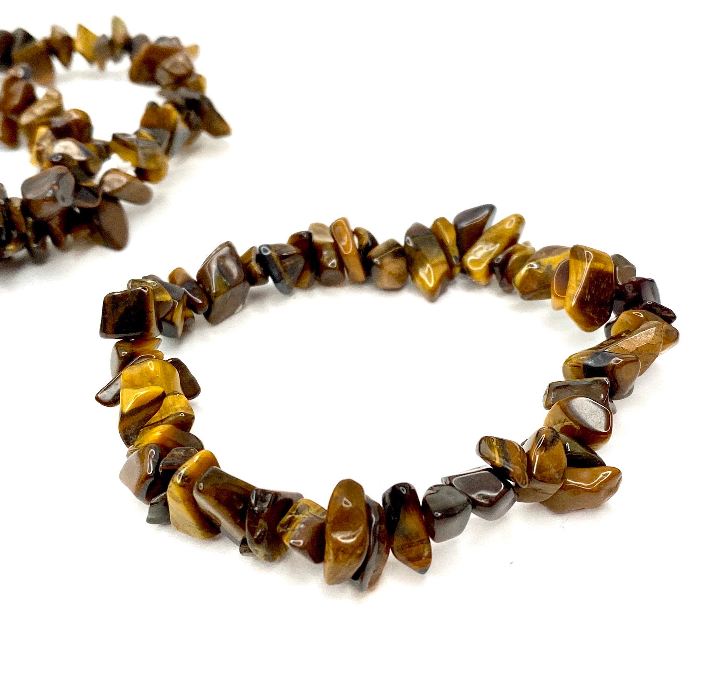Tiger Eye Crystal Chip Bracelet: Beaded Gemstone Stretch Bracelet Tiger Eye Crystal Chip Bracelet: Beaded Gemstone Stretch Bracelet