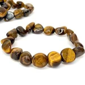 Tiger Eye Crystal Bracelet: Tumbled Gemstone Beads, Strength & Courage Tiger Eye Crystal Bracelet: Tumbled Gemstone Beads, Strength & Courage