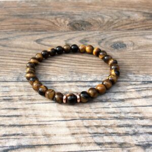 Elegant Tigers Eye Gemstone Stretch Bracelet - Minimalist Gift Idea