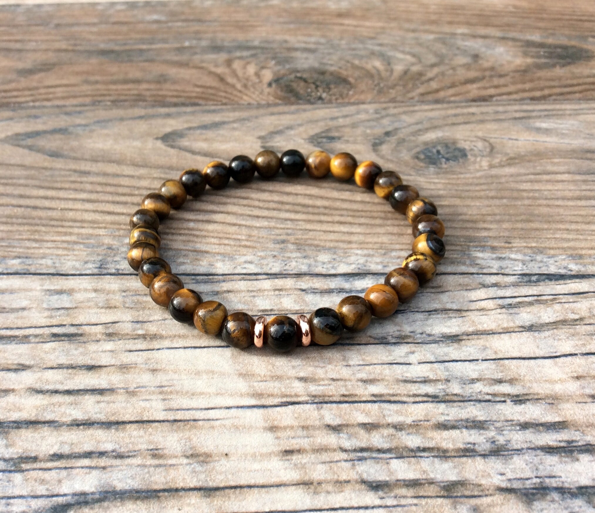 Elegant Tigers Eye Gemstone Stretch Bracelet - Minimalist Gift Idea