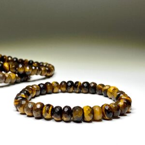 Tiger Eye Faceted Rondelle Crystal Bracelet: Handmade Gemstone Beaded Bracelet Tiger Eye Faceted Rondelle Crystal Bracelet: Handmade Gemstone Beaded Bracelet