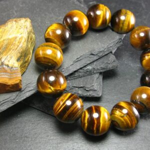 Tiger Eye Genuine Bracelet ~ 7 Inches ~ 16mm Round Beads