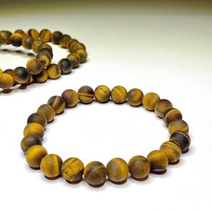 Matte Tiger Eye Crystal Bracelet: Gemstone Beaded Bracelet
