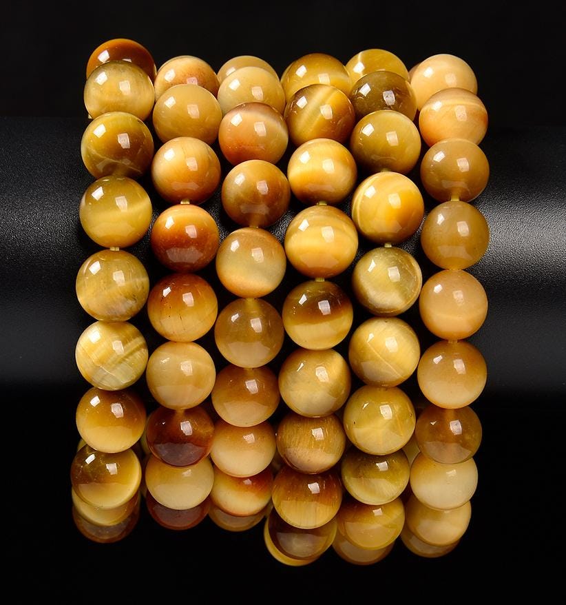 Natural Golden Tiger Eye Gemstone Round Bracelet 8mm 10mm 7.5 Inch Strand (s36)