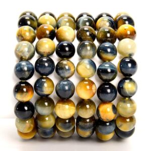 Natural Golden Blue Tiger Eye Gemstone Round Bracelet 8mm 10mm 7.5 Inch Strand (s36) Natural Golden Blue Tiger Eye Gemstone Round Bracelet 8mm 10mm 7.5 Inch Strand (s36)