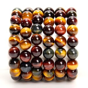 Natural Yellow Red Blue Tiger Eye Gemstone Round Bracelet 8mm 10mm 7.5 Inch Strand (s36) Natural Yellow Red Blue Tiger Eye Gemstone Round Bracelet 8mm 10mm 7.5 Inch Strand (s36)