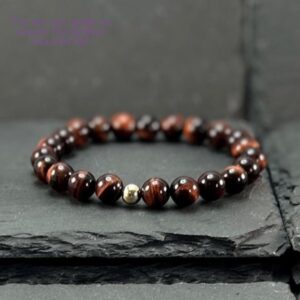 Red Tiger Eye Bracelet: 14k Gold Accent, Healing Crystal Jewelry Red Tiger Eye Bracelet: 14k Gold Accent, Healing Crystal Jewelry