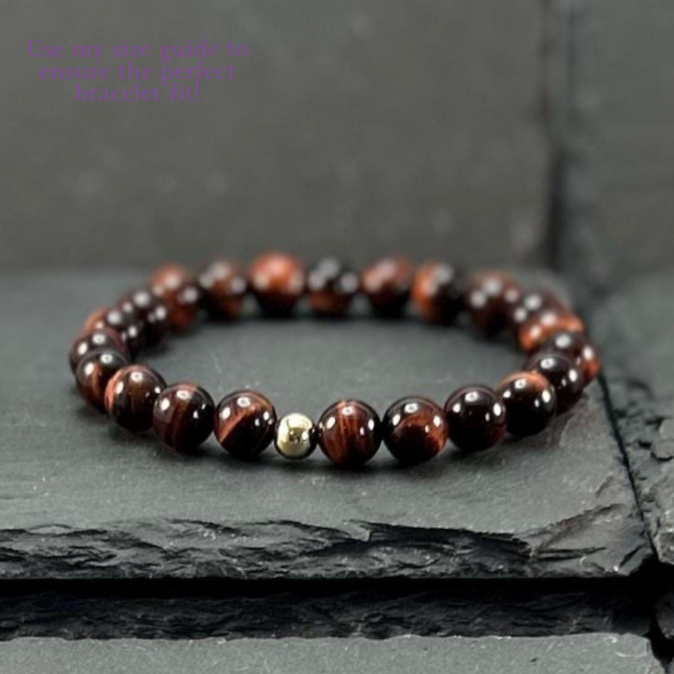 Red Tiger Eye Bracelet: 14k Gold Accent, Healing Crystal Jewelry Red Tiger Eye Bracelet: 14k Gold Accent, Healing Crystal Jewelry
