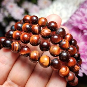 Red Tiger's Eye Bracelet: Polished 8mm Crystal Bead Jewelry