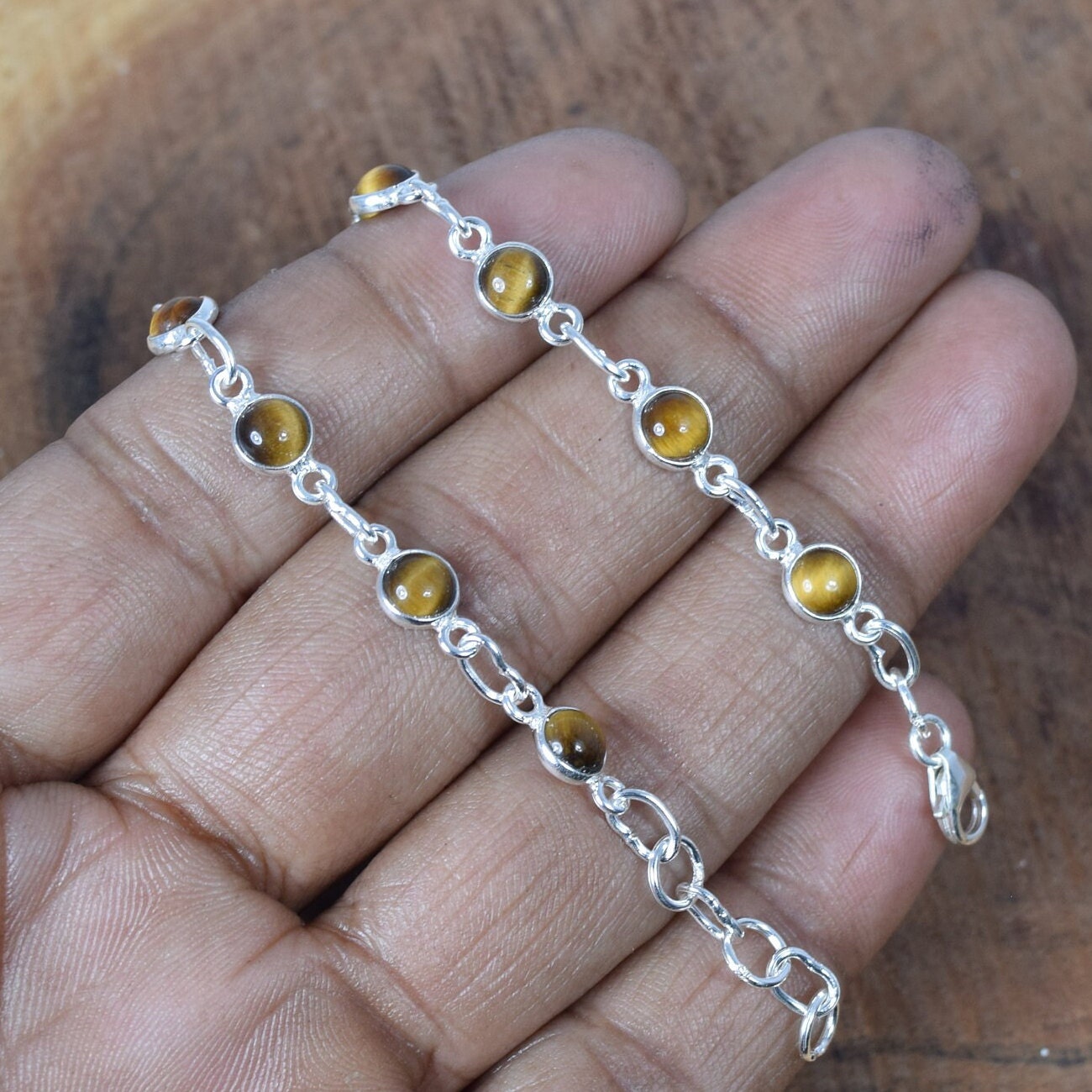Tiger Eye Sterling Silver Bracelet: Adjustable Gemstone Jewelry Tiger Eye Sterling Silver Bracelet: Adjustable Gemstone Jewelry