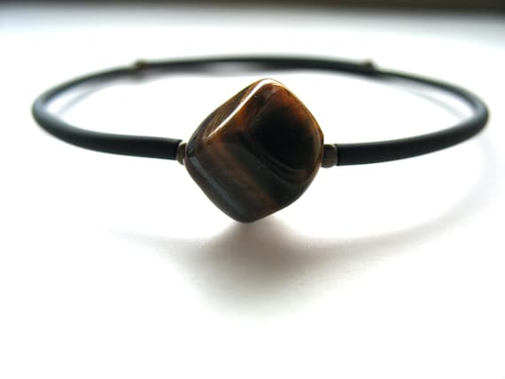 Tigereye Gemstone Beaded Cuff Bracelet Jewelry Handmade In Usa