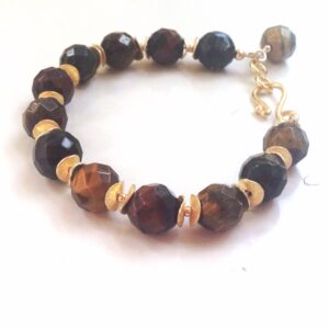 Tigers Eye Bracelet - Brown Jewellery - Gold - Vermeil - Fine Jewelry - Chunky - Multicolored