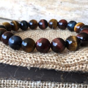 Tigers Eye Bracelet In Pale Hues Of Blue Red Brown Yellow, Tigers Eye Bracelet Tigers Eye Bracelet In Pale Hues Of Blue Red Brown Yellow, Tigers Eye Bracelet