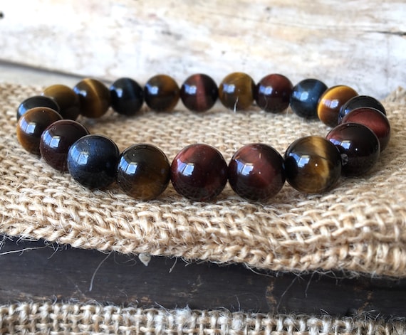 Tigers Eye Bracelet In Pale Hues Of Blue Red Brown Yellow, Tigers Eye Bracelet Tigers Eye Bracelet In Pale Hues Of Blue Red Brown Yellow, Tigers Eye Bracelet