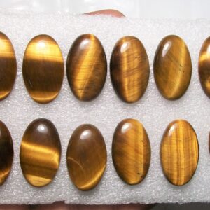 Aaa Yellow Tiger Eye Cabochon: Natural Oval Gemstone (3x5 To 15x20 Mm)