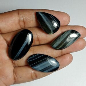 Blue Tiger Eye Cabochons: Handmade Gemstone Lot (93 Cts) Blue Tiger Eye Cabochons: Handmade Gemstone Lot (93 Cts)