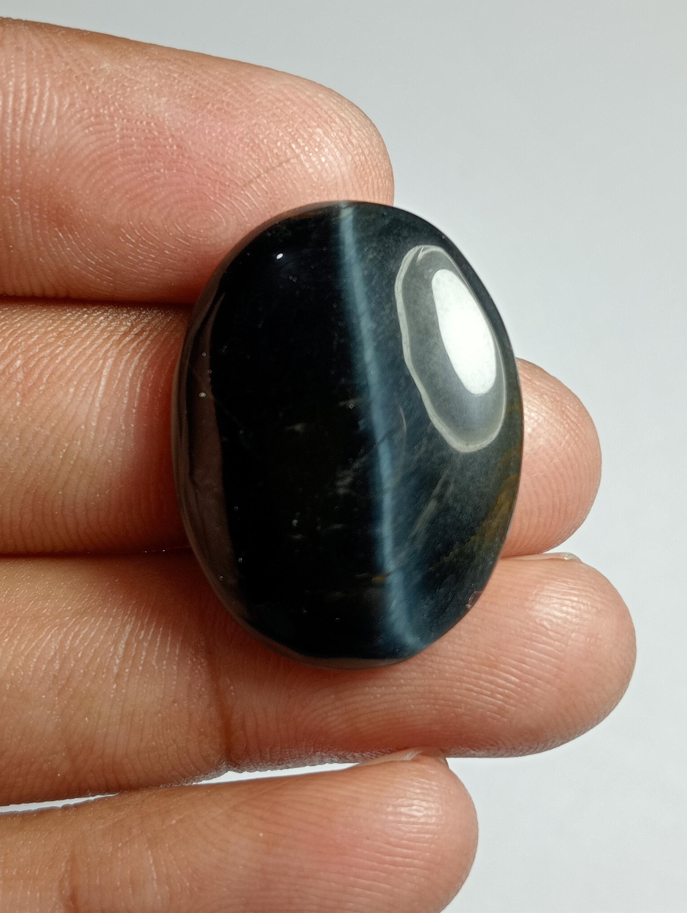 Blue Tiger Eye Gemstone Cabochon: Handmade Jewelry (26x20 Mm, 24cts) #500