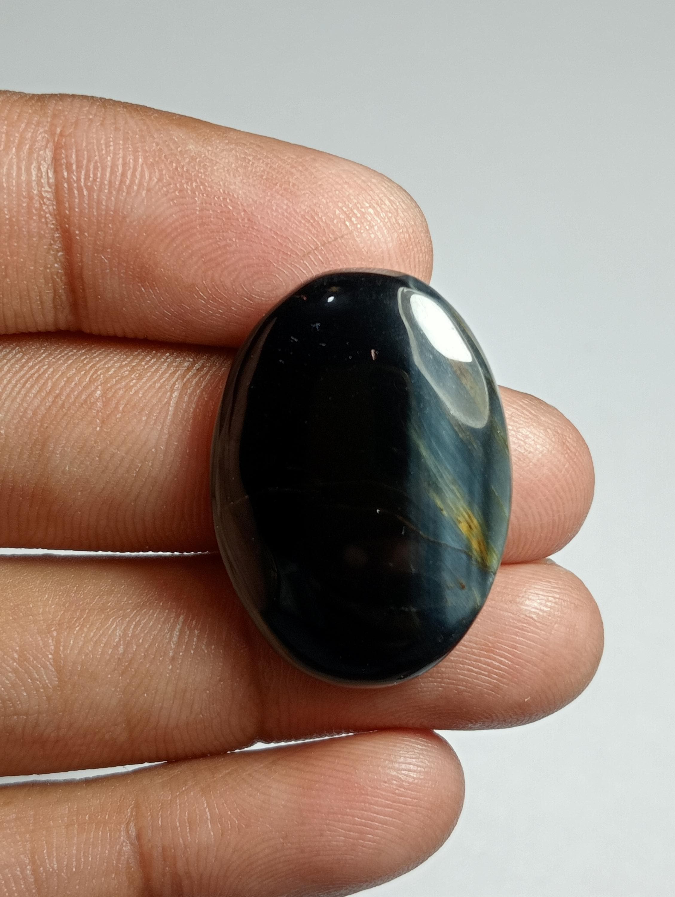 Blue Tiger Eye Gemstone Cabochon: Handmade Jewelry Making (28x20 Mm, 26cts.)