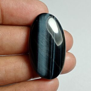 Blue Tiger Eye Gemstone Cabochon: Handmade Jewelry Stone (34x19mm, 37cts.) Blue Tiger Eye Gemstone Cabochon: Handmade Jewelry Stone (34x19mm, 37cts.)