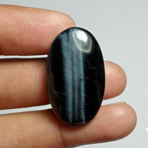 Blue Tiger Eye Gemstone Cabochon: Handmade Jewelry Making (30x17mm, 24cts.) Blue Tiger Eye Gemstone Cabochon: Handmade Jewelry Making (30x17mm, 24cts.)