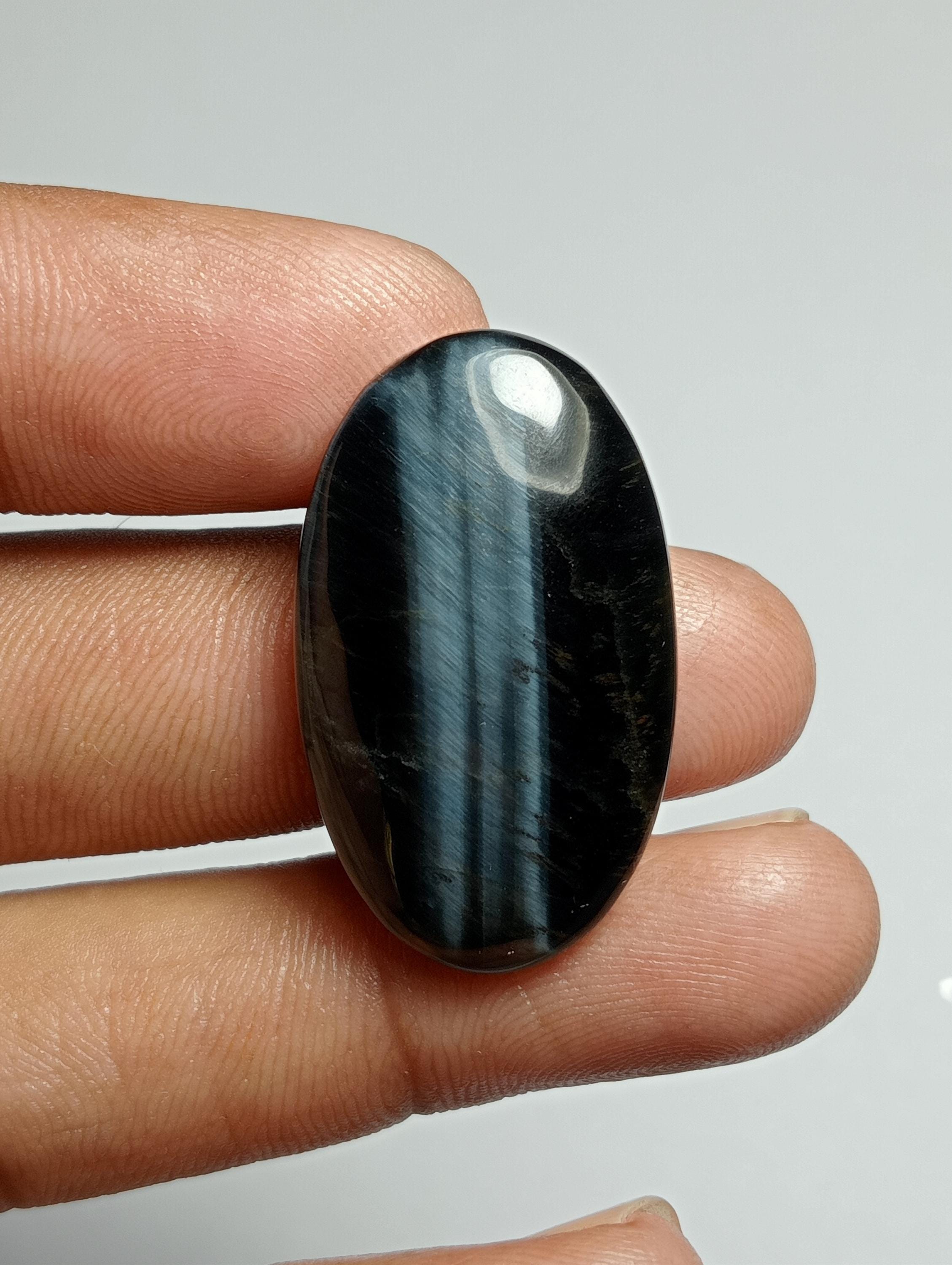 Blue Tiger Eye Gemstone Cabochon: Handmade Jewelry Making (30x17mm, 24cts.)