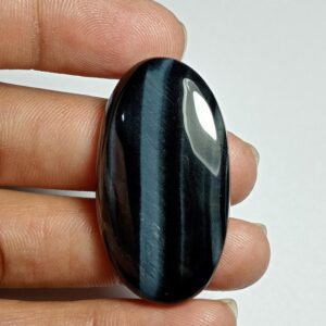 Blue Tiger Eye Gemstone Cabochon: Handmade Jewelry Stone (39x22 Mm, 47cts) Blue Tiger Eye Gemstone Cabochon: Handmade Jewelry Stone (39x22 Mm, 47cts)