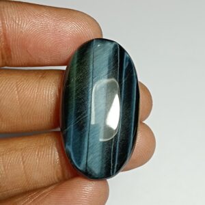 Blue Tiger Eye Gemstone Cabochon: Handmade Jewelry Stone (35x19 Mm, 33cts) Blue Tiger Eye Gemstone Cabochon: Handmade Jewelry Stone (35x19 Mm, 33cts)